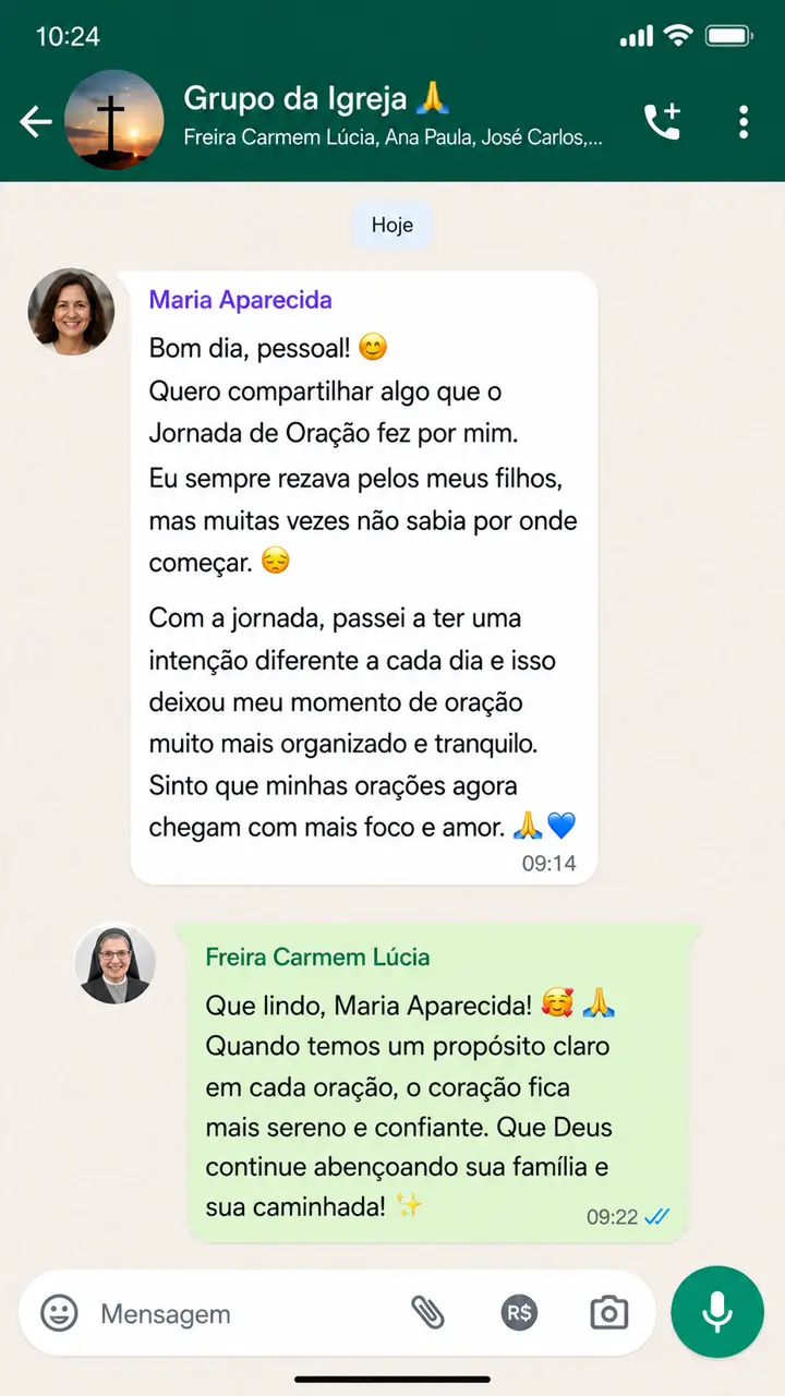 Depoimento de Maria Aparecida no grupo da Igreja